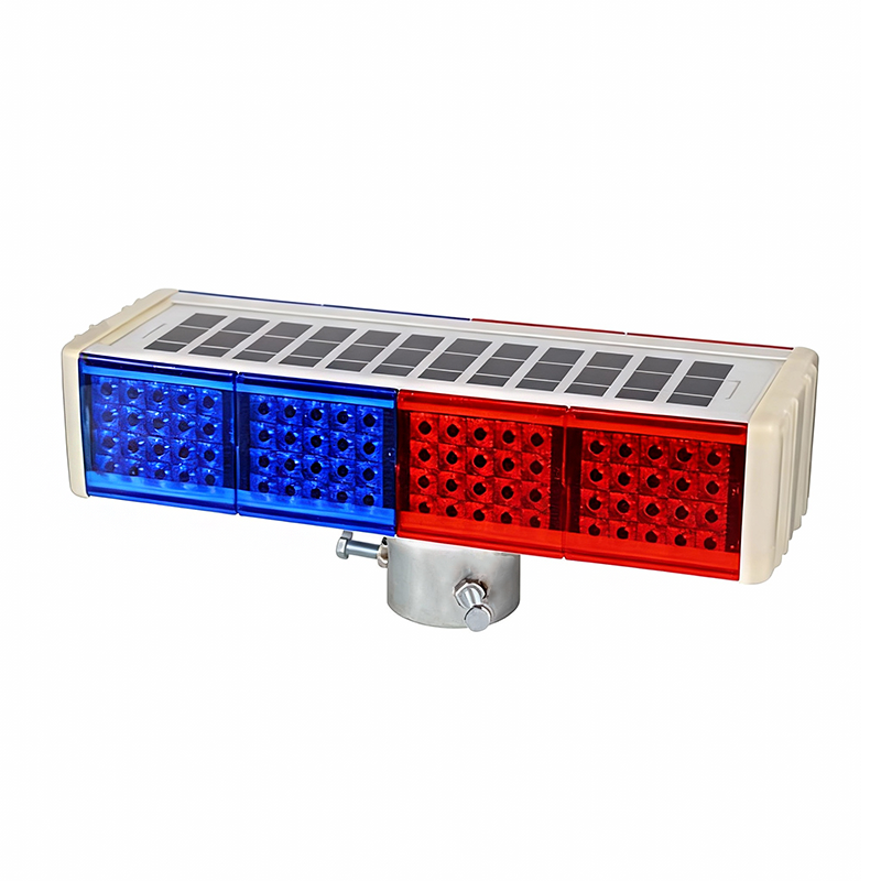 Aluminum Housing Solar Flashing Light, Red and Blue Warning Dual-Sided Traffic Construction Nighttime Intersection Barrier Light