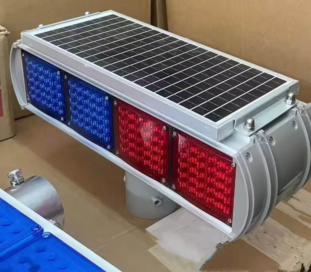 Red&amp;blue Double-sided Road Barricade Flasher Flashing LED Traffic Signal Strobe Beacon Lamp Burst Solar Warning Sign Light