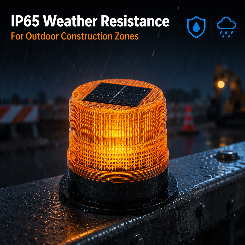 Magnetic Light-controlled Flashing Road Construction Beacon, Vehicular Traffic Safety LED Solar-powered Warning Light