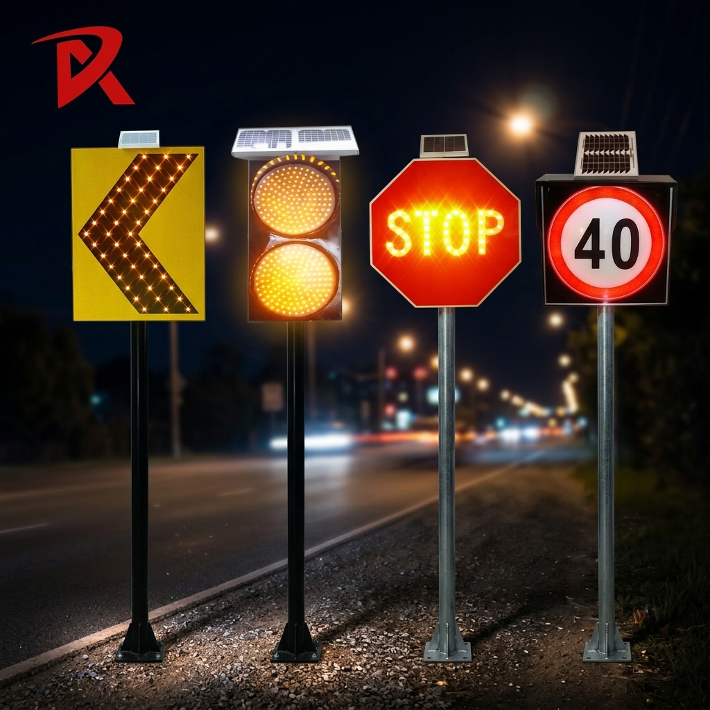 Traffic Arrow Solar LED Warning Directional Chevron Sign