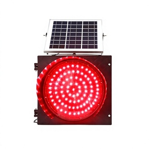 Factory Wholesale Solar Powered LED Red Flashing Warning Beacon Light IP65 Waterproof for Road Traffic Safety