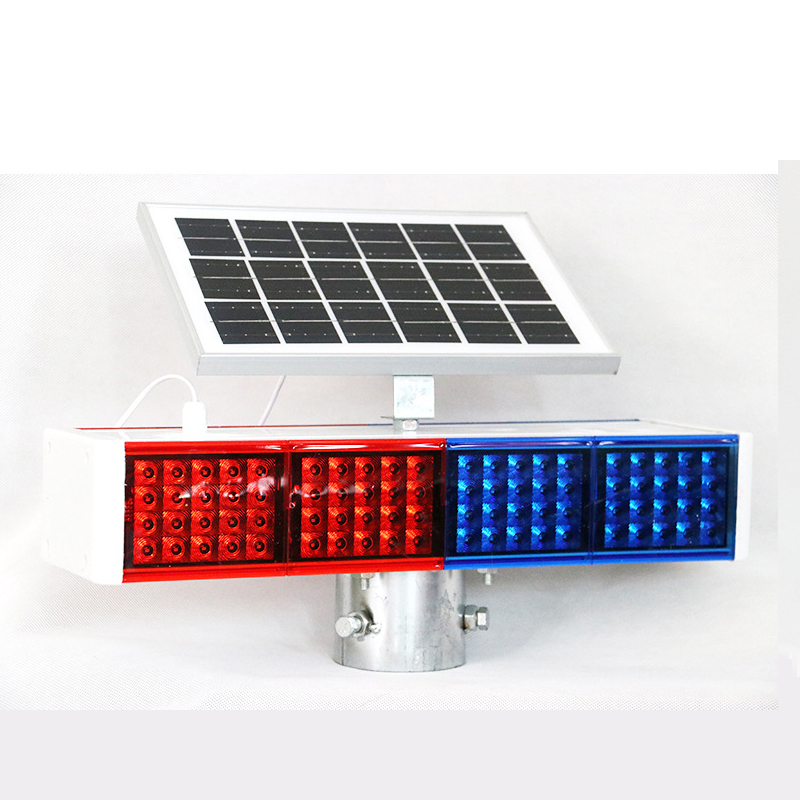 Solar Panel Warning Lights Road Safety Two-Side Red Yellow White Rapid Flashing Beacon Strobe Traffic Light PVC PU IP65