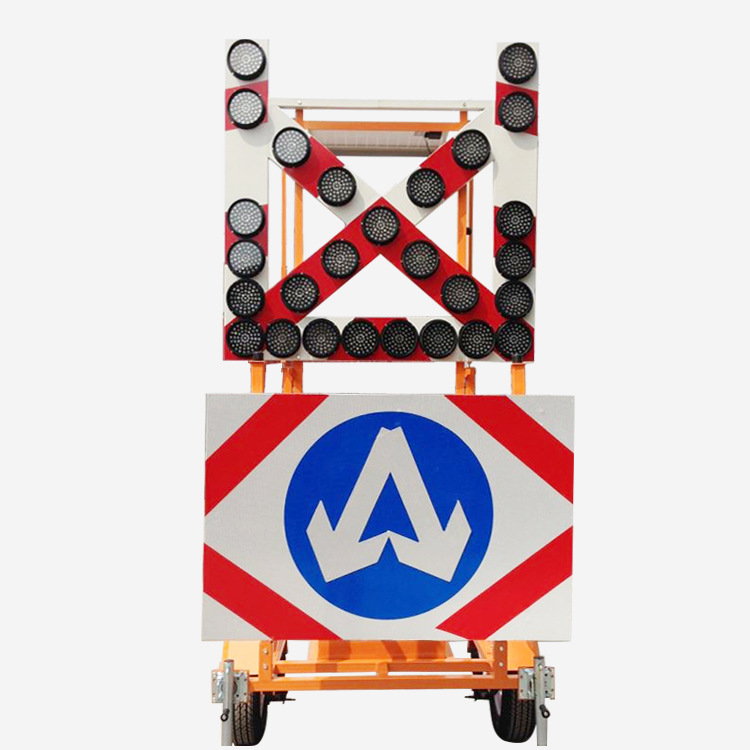 LED Solar Powered Trailer Sign Flash Road Construction Portable Board Mobile Warning Flashing Arrow&amp;Cross Traffic Signal Light