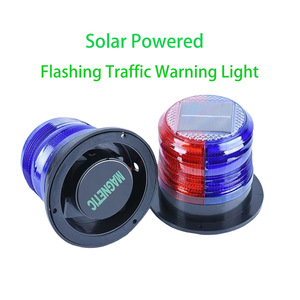 Solar Magnetic Traffic Warning LED Beacon Light Car Roof Amber LED Blinking Rotary Warning Light Waterproof Car Heading Light