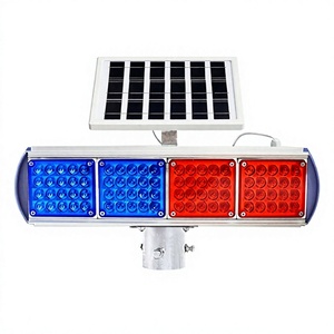 ABS Solar Red Blue LED Flashing Traffic Sign Warning Light