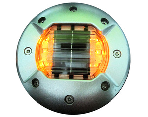 Hot Sale Round Shape Blinker Flashing Cat Eye Traffic 6 LED Warning Light Product Embedded Aluminum Solar Road Stud
