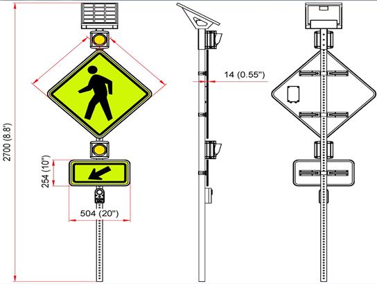 Solar Flashing USA Lighted Illumanated Led Pedestrian Traffic Road Signs Beacons Crosswalk Blinker Sign Solution
